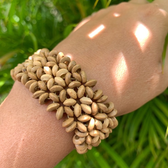 HANDMADE FOLK WOOD bracelet OS jewelry beads boho - Picture 9 of 10
